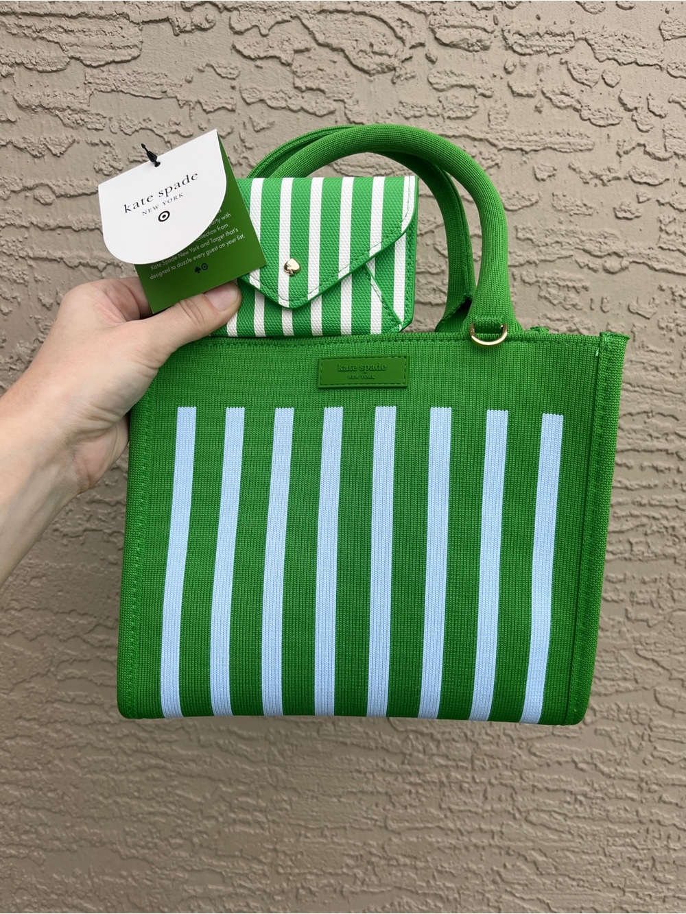 kate spade x Target green and white crossbody purse with matching wallet